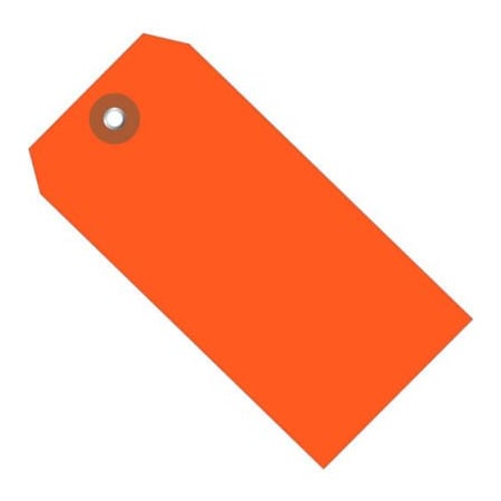 Box Packaging Plastic Shipping Tags, #8, 6-1/4"L x 3-1/8"W, Orange, 100/Pack G26060